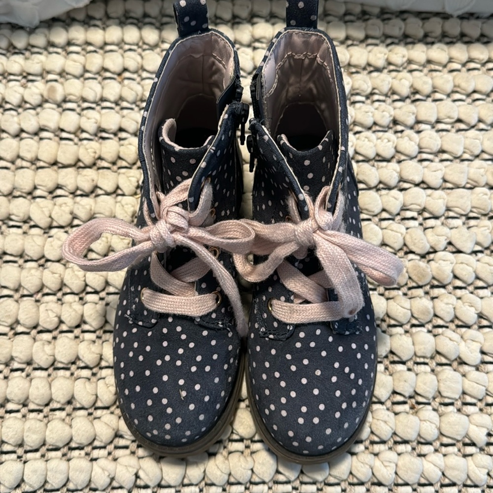 Pink & Navy Polka Dot Doc Martin Style Boots